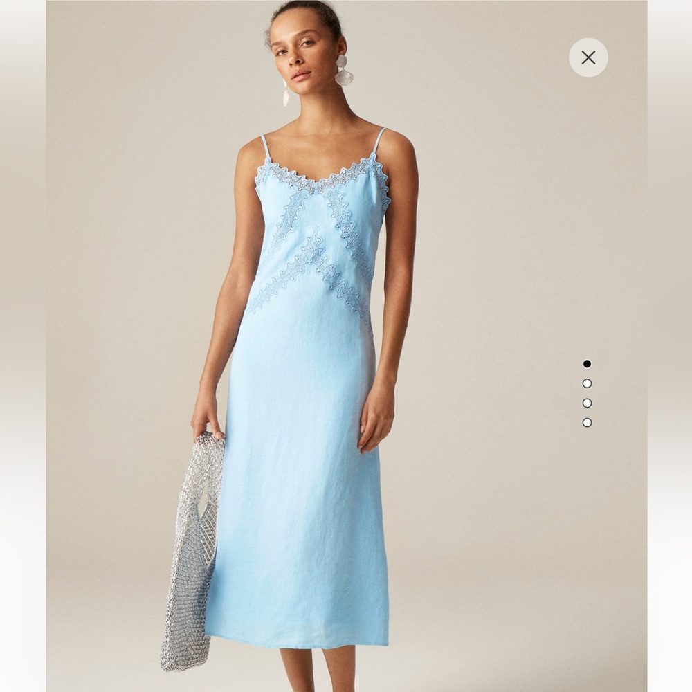 NWT J. Crew Lace-Trim Slip Dress in Linen